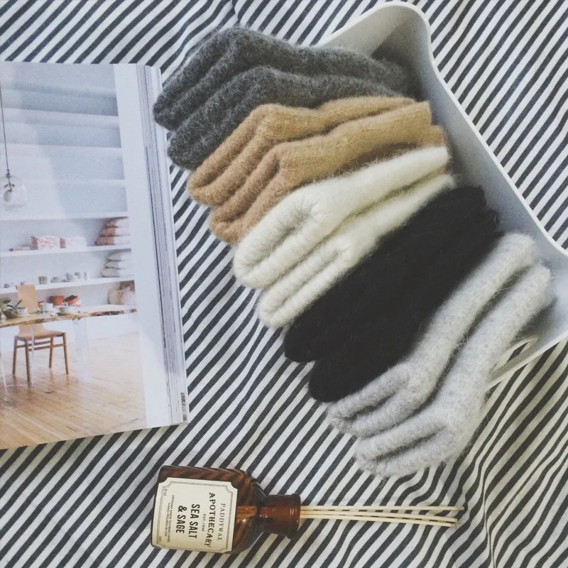 Женские Теплые Кашемировые Перчатки Зимние Эластичные Варежки С Пальцами Модные