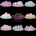 Красочные белые снежные треснувшие кристаллы, круглые свободные кварцевые бусины, фотобраслет 681012 мм