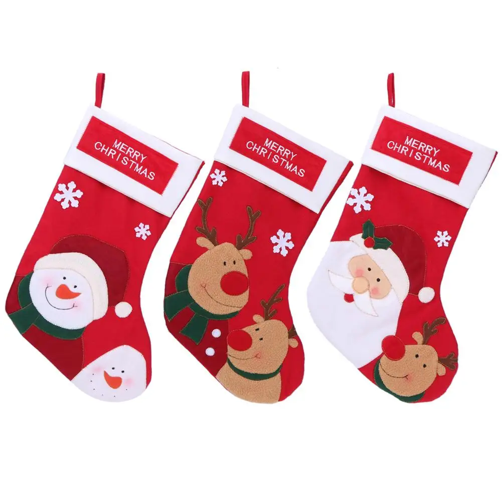Рождественские чулки в клетку Дед Мороз декоративная сумка для хранения