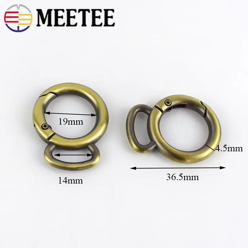 Meetee19 мм пружинное уплотнительное кольцо пряжки металлическая застежка для сумки
