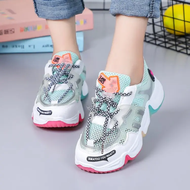 2020 Summer Rainbow Kids Sport Shoes For Girls Sneakers Students Breathable Mesh Children Boys Light Kid | Детская одежда и обувь