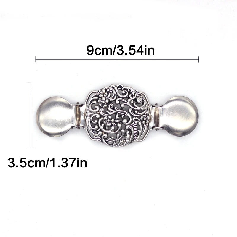Women Cardigan Clip Sweater Shawl Brooch Retro Flexible Shirt Collar Duck Charm Accessories Gift Carved Flower Jewelry | Украшения и