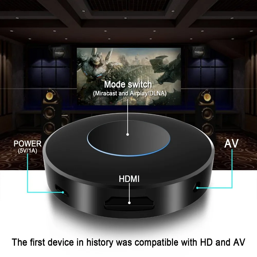 Для автомобиля Airplay Miracast Mira экран Wifi беспроводной дисплей ключ AV RCA HDMI-совместимый