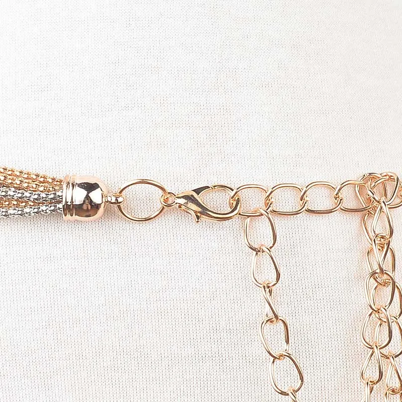 Женский пояс для танца живота металлический со стразами и цепочкой аксессуар