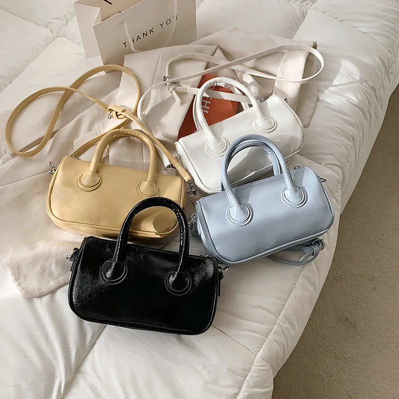 

Fashion Design Women Shoulder Messenger Bags PU Leather Ladies Small Tote Purse Handbags Simple Solid Color Female Underarm Bag