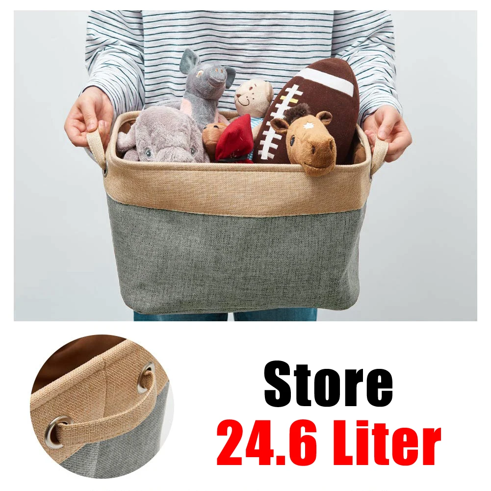 Большая складная корзина из хлопка и льна с ручками для семьи используется