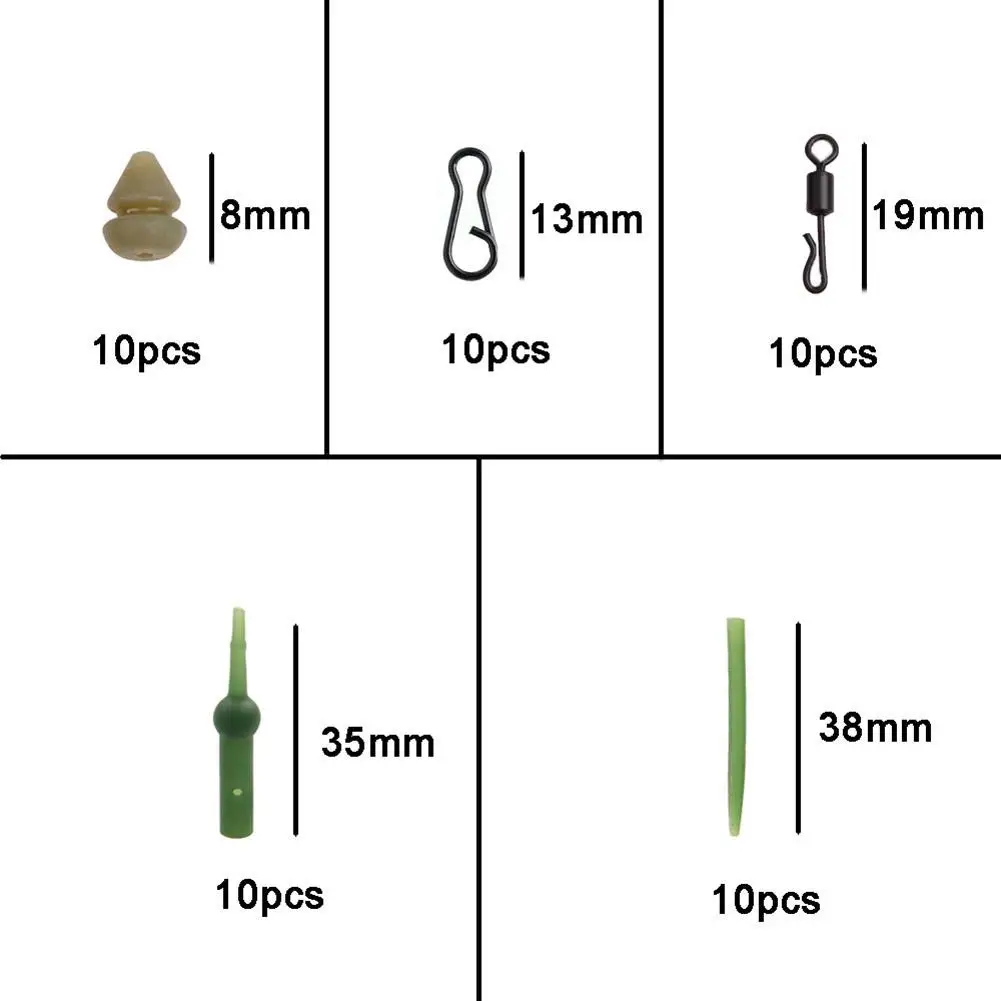 

50Pcs/Set Chod Rig Buffer Swivels Rig Buffer Rolling Quick Change Lead Clips Slide Fishing Tackle for Fishing Connector Tackle