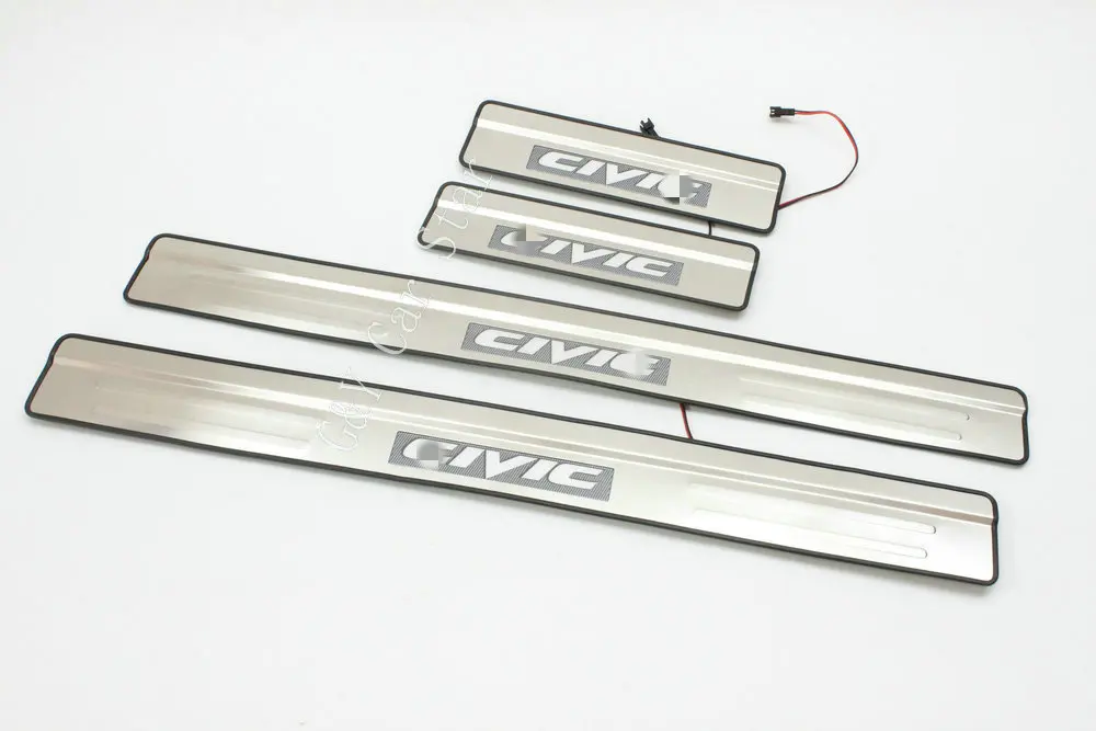 Stainless Steel Door Sill Scuff Plate Guard Sills Protector Trim For 2012-2015 Honda Civic 9th