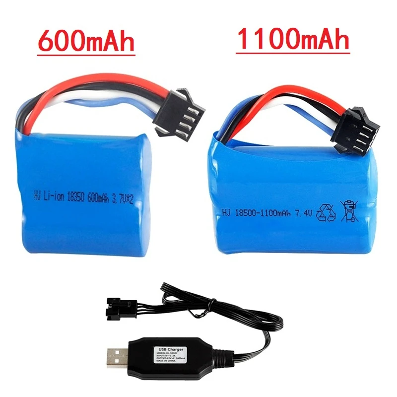 7 4 V 600Mah / 1100MAH батарея SM 4P плюс и USB зарядное устройство для UDI001 UDI002 UDI902 961 962 2 4G RC