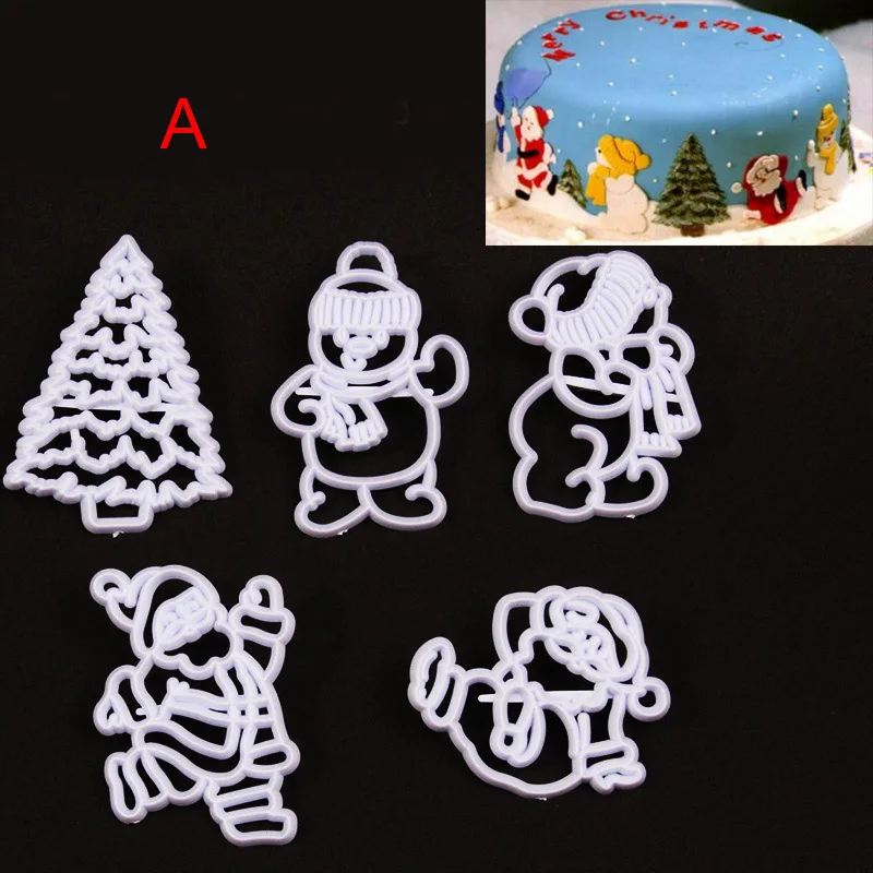 3 kinds Christmas Cookie Cutter Candy Biscuit Mold Cooking Tools Theme Plastic Cutters Mould Snowflake Snowman | Дом и сад