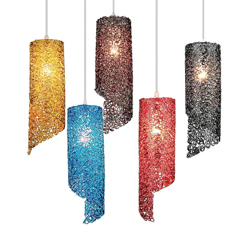

nordic modern hanging loft 7 color glass lustre pendant lamp industrial decor lights fixtures e27/e26 for kitchen restaurant e2