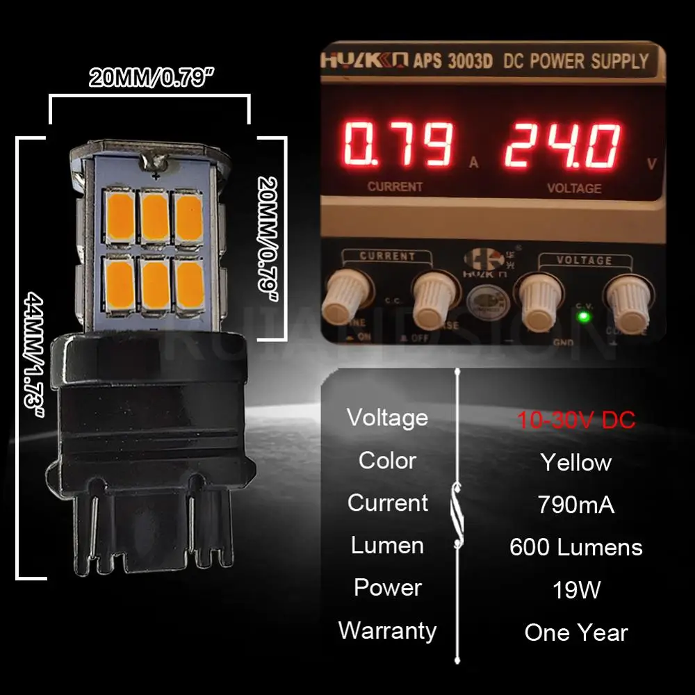 

2 pcs 5630 30smd 3157 T25 Car taillight LED bulb Motor reversing brake turn signal lamp 10-30V 12V Yellow amber