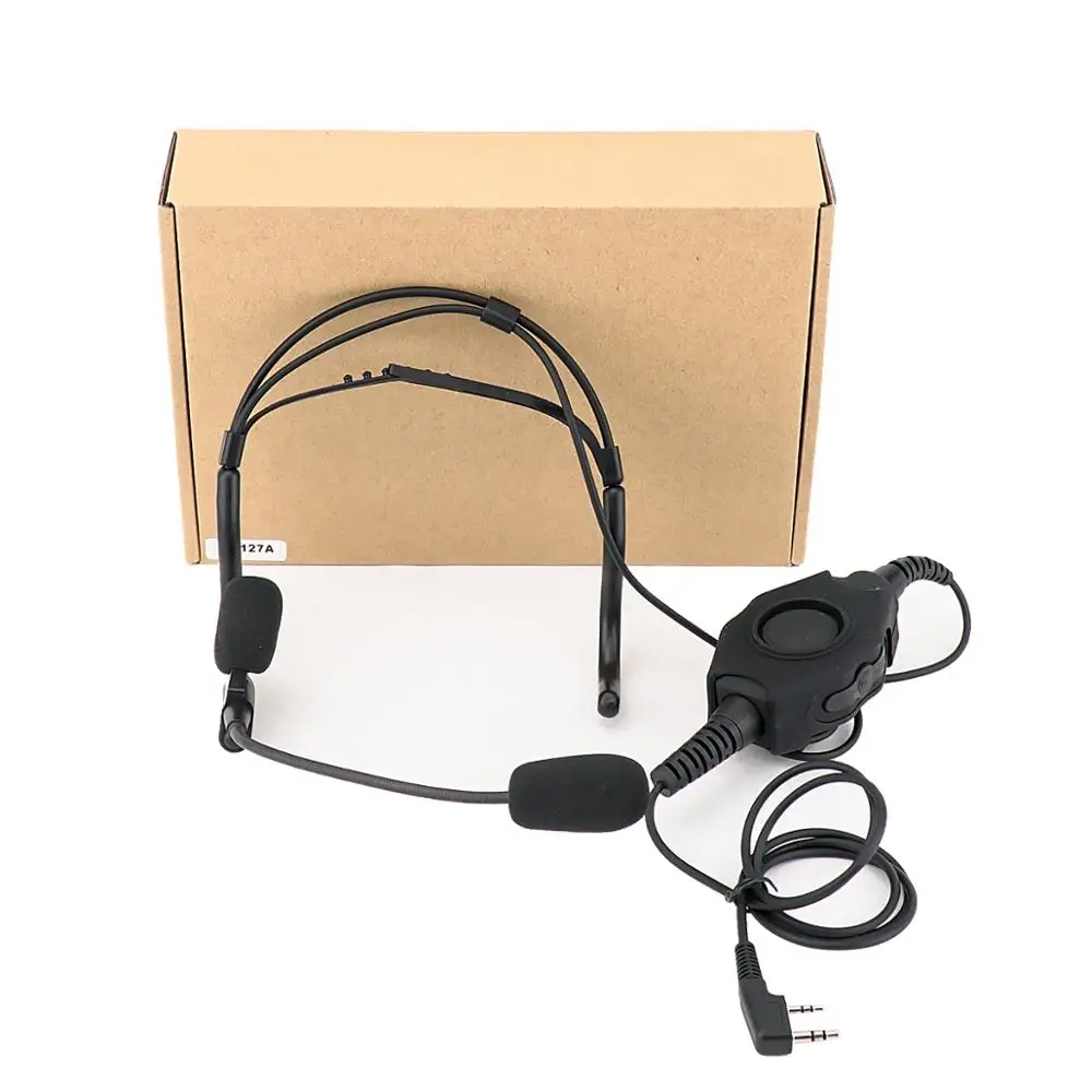 

EHK006 2 Pin Behind-the-Head Tactical Earpiece Boom Microphone With IP54 Waterproof Dual PTT For Kenwood Two-way Radio C9127A