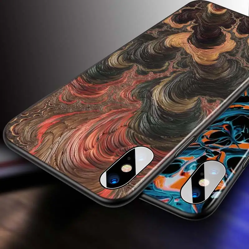 

For iPhone 12 11 Pro Max mini Bright Black Case Rainbow Universe Wall Art for iPhone Max XR X 8 7 6 Plus 5S SE Phone Case