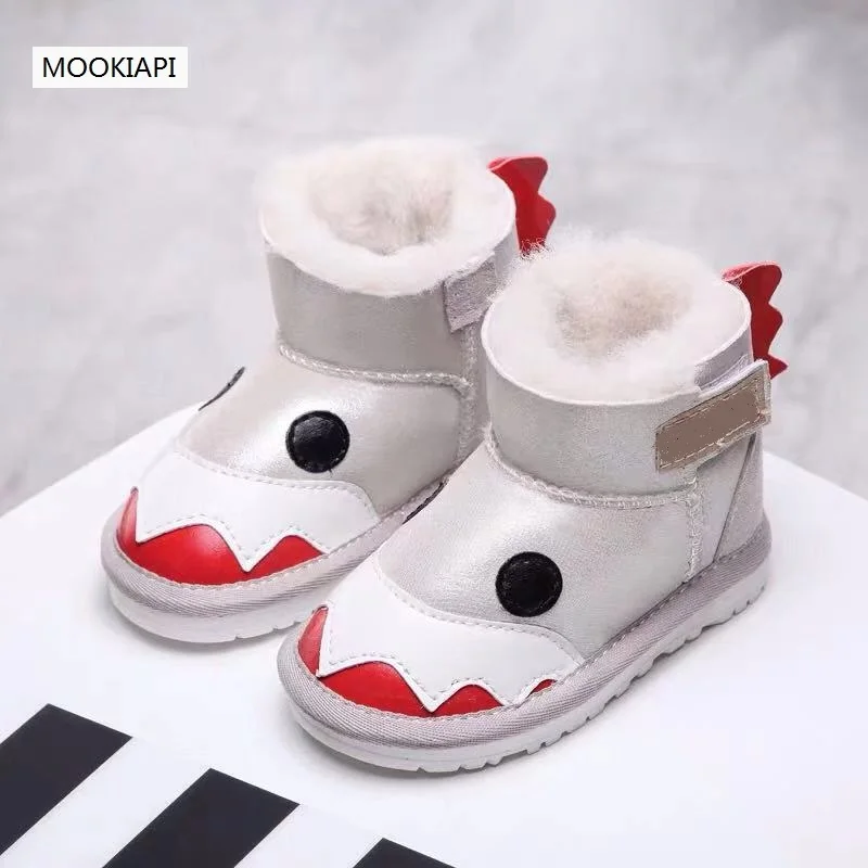 Австралийские новые зимние ботинки из овечьей кожи и меха 2019 г. Детская обувь