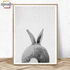 Фотообои с рисунком зайчика, кролика, хвоста, леса, декор для детского душа, черные и белые плакаты для детской комнаты
