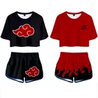 Аниме Пижама Uchiha-sasuke-Itachi Женская Косплей Спортивная одежда с принтом крутая Одежда для мальчиков и девочек короткий пупок T шорты костюм