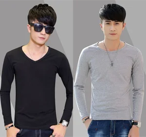 Футболка Новинка весна-осень 2021 Мужская футболка с длинным рукавом облегающая однотонная мужская длинная футболка с круглым вырезом повседневные футболки белый черный