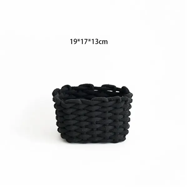 Black S Нордическая линия хлопка плетеная корзина для хранения грубой веревки мелочи отделочная коробка простой шик косметические игрушки Органайзер рамка - Цвет: Black S