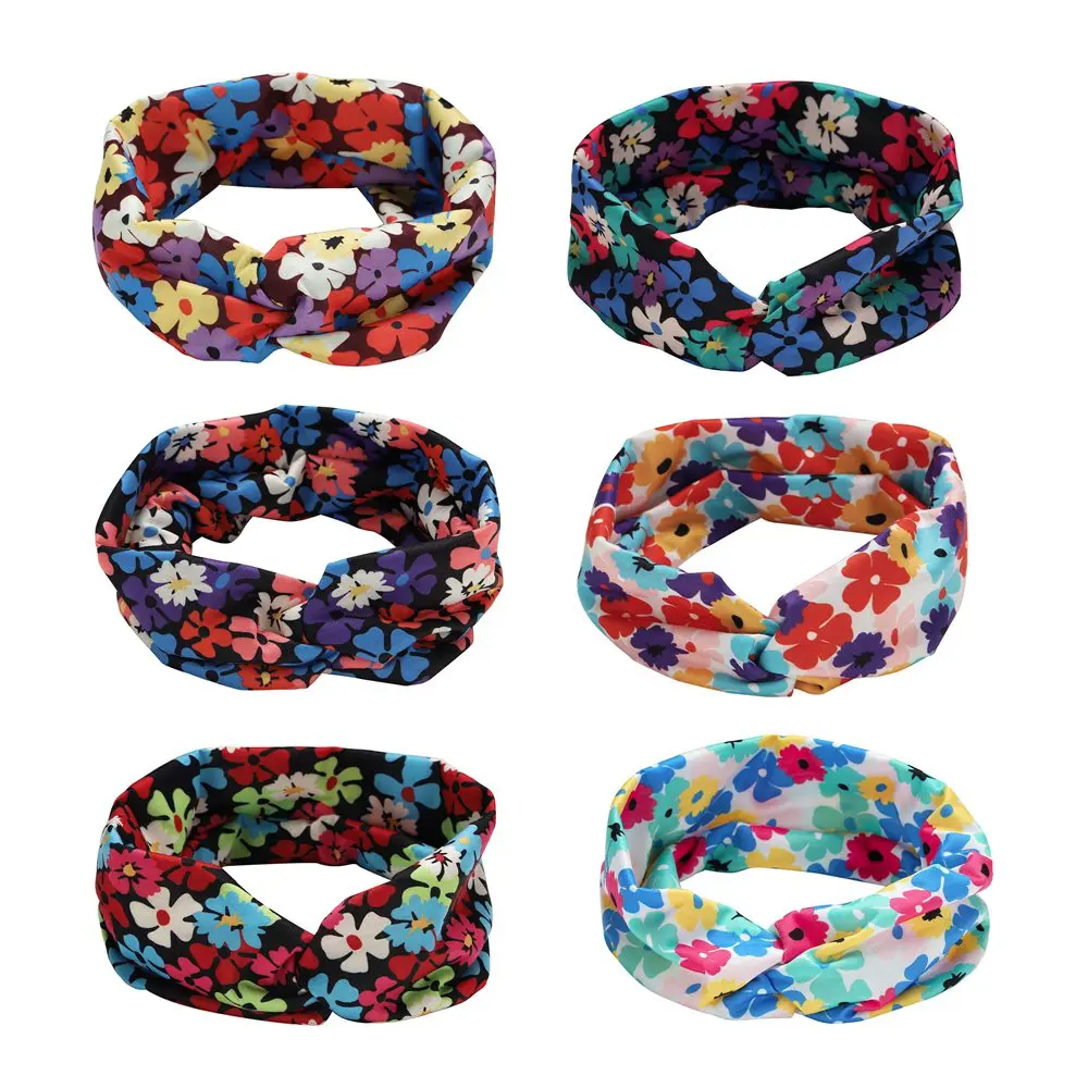 

Женские винтажные повязки с цветочным принтом Sevenstone, спортивный эластичный обруч для головы, скрученные милые аксессуары для волос