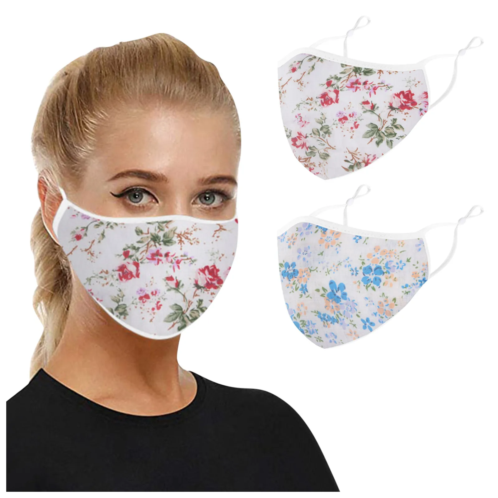 

Adult female and male Floral Printed mouth mask dustproof sunshade breathable water washable mask adjustable mask