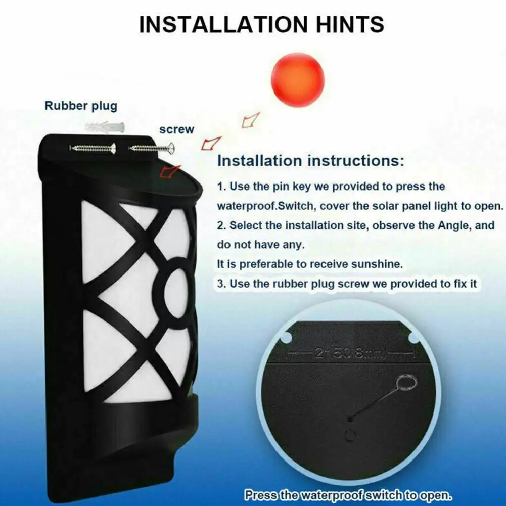 

Solar Light Outdoor Wall Lamp Garden Light 66/96 LED Light Patio Porch Pathway Fence Solar V0C5