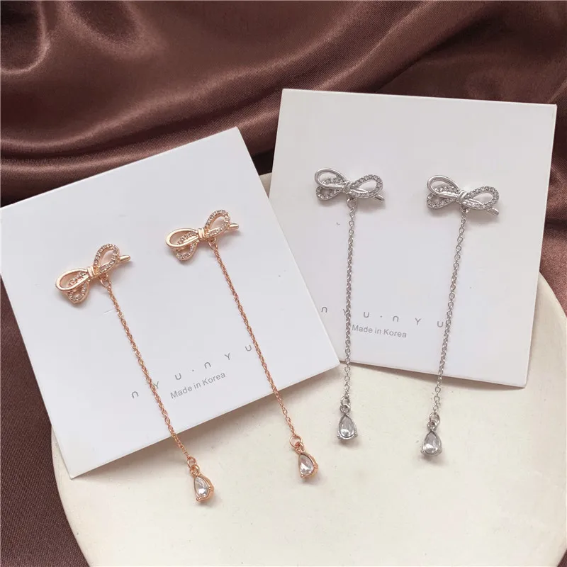 Новые темпераментные простые милые серьги с бантом модные ювелирные изделия