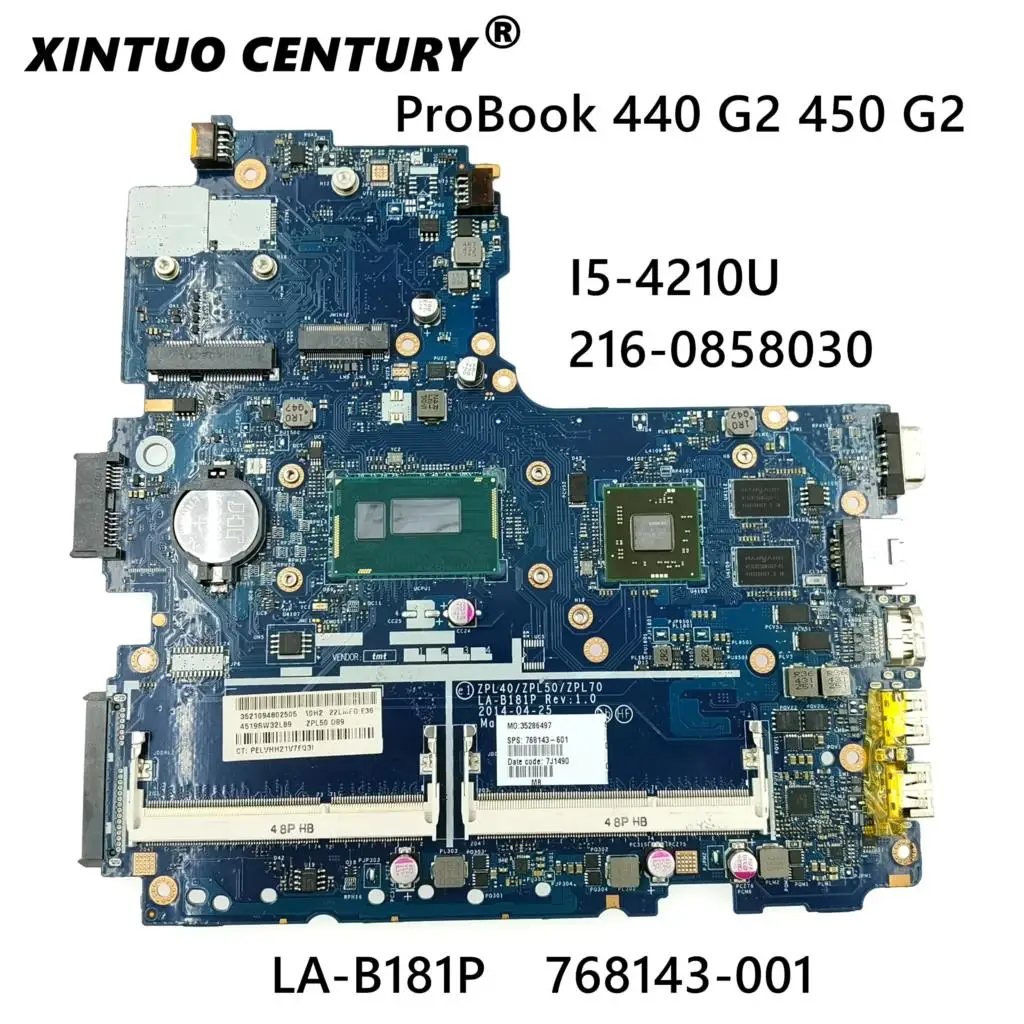 

Для 440 G2 450 G2 материнская плата 768143-601 768143-001 768143-501 ZPL40 LA-B181P I5-4210U Процессор 216-0858030 GPU 100% тестирование