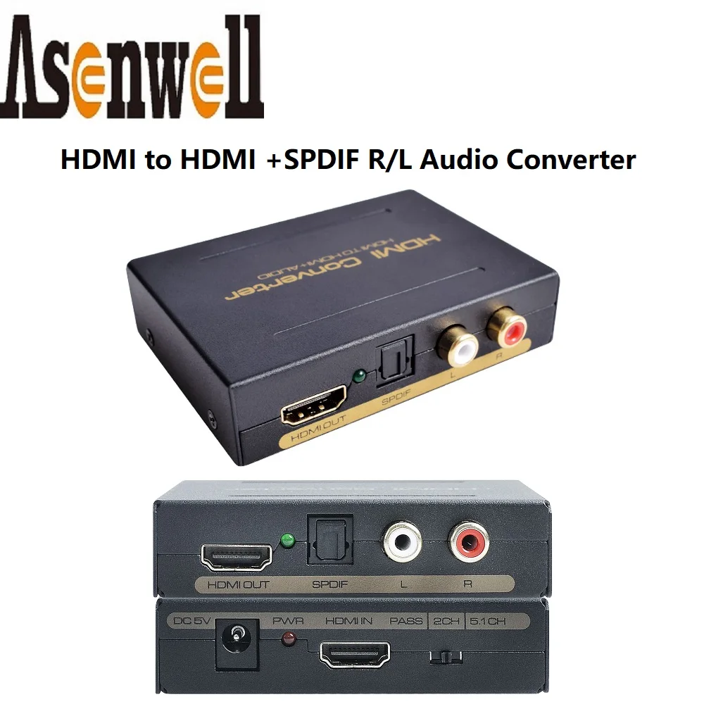 

1080P HDMI-compatible To HDMI Audio SPDIF/RCA Stereo Premium Quality Digital 5.1 2CH R/L EDID Set HDMI Audio Extractor Converter