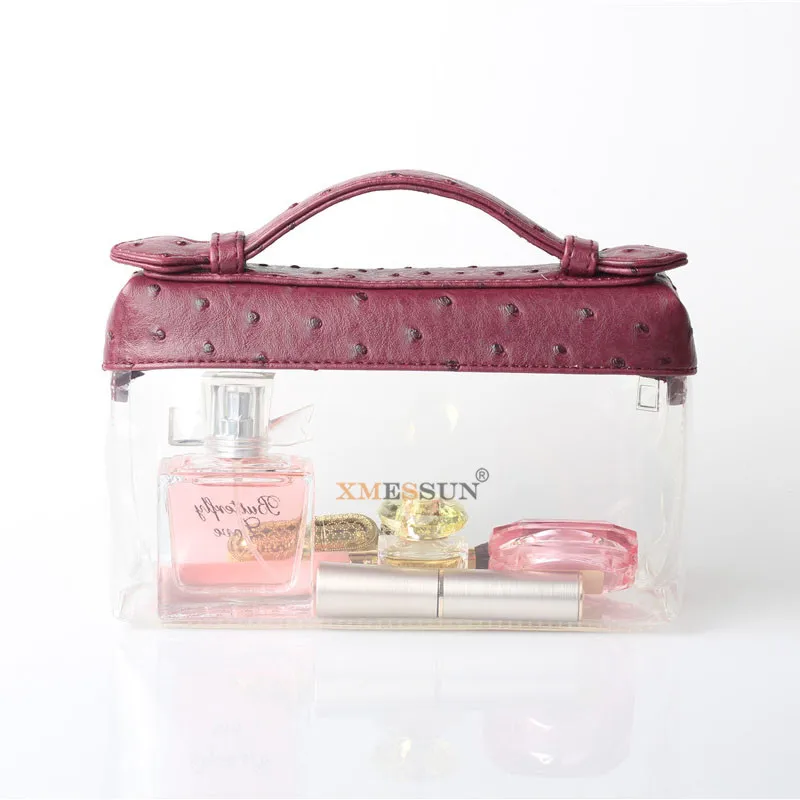XMESSUN Прозрачная женская косметичка из ТПУ кожи Водонепроницаемая на молнии