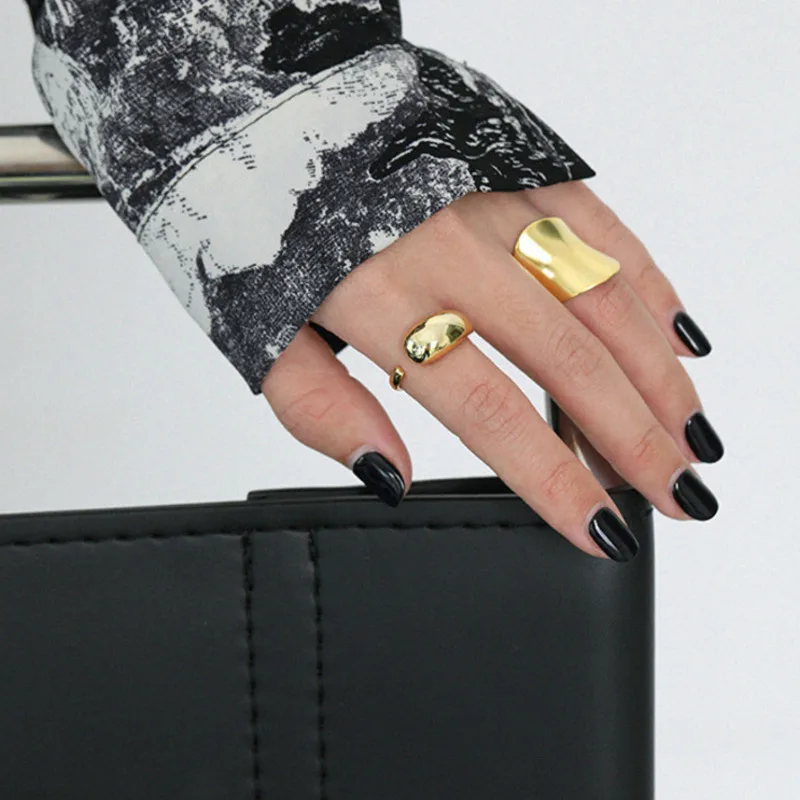 

Minimalist Rings Sterling Silver 925 For Women Gold Exaggerated Hyperbole Geometric Open Ring Personalized Fine Jewellery Gift