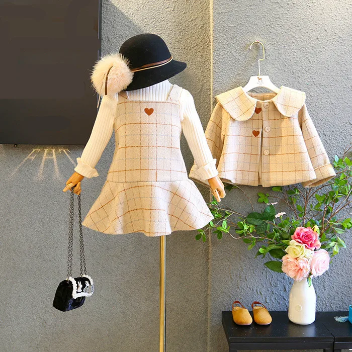 Фото Женская зимняя одежда для маленьких девочек шерстяное пальто принцессы бежевого