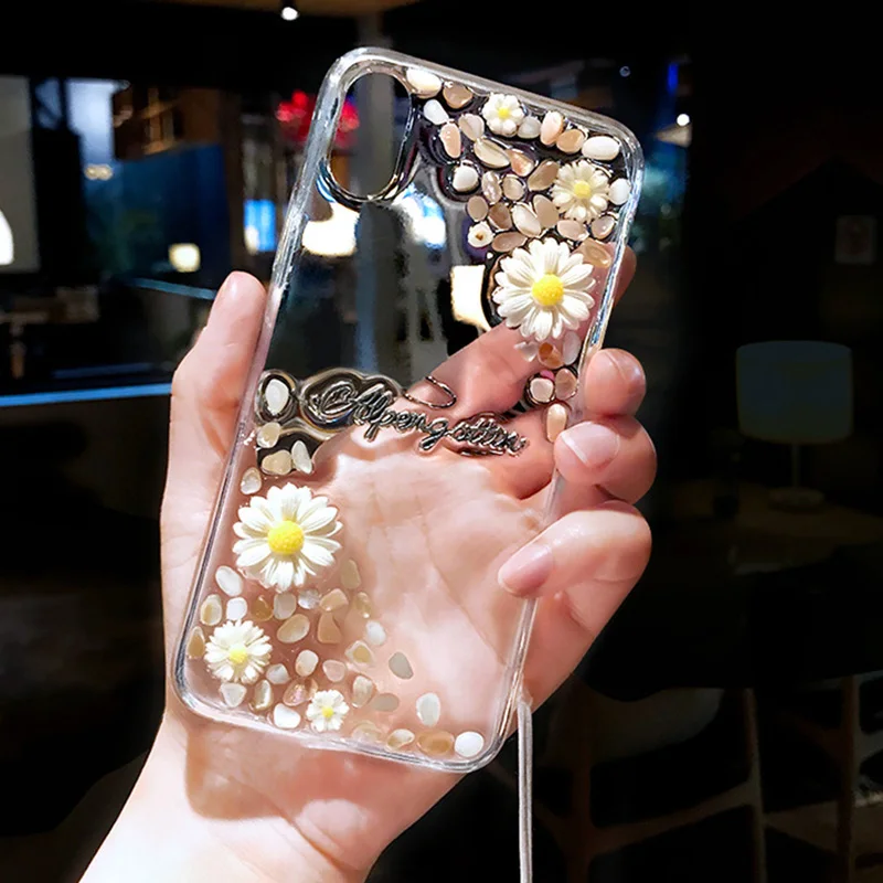 Tfshining/милые чехлы для телефонов с объемными ромашками и цветами iphone 11 11Pro Max XS 6 6S 7 8