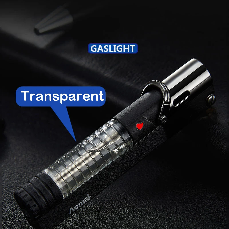 Креативная газовая зажигалка непродуваемая металлическая мини с синим пламенем