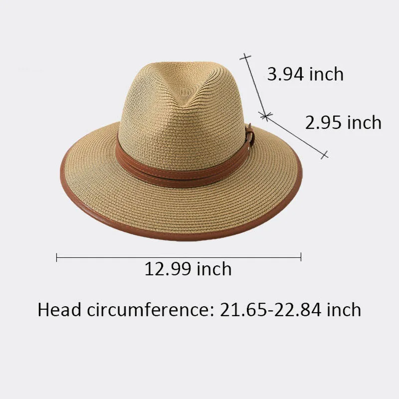 

Summer lady straw hat retro jazz hat outdoor sports beach sun hat belt decorative straw hat