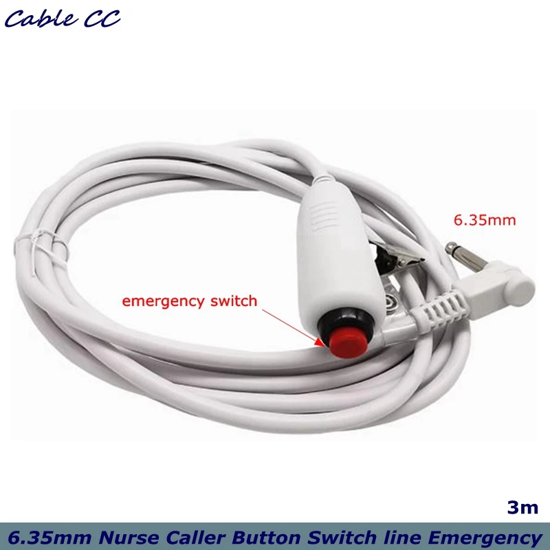 

3m Medical 6.35mm Nurse Caller Button Switch line Emergency Call Button Line With Clip Nurse Call Cable Best Quality