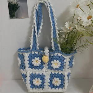 Classic Messenger Bag Handmade Woven Bag Lady's Bag Knitted Woolen Yarn Bag Finished Crossbody Bags for Women Tote Bag