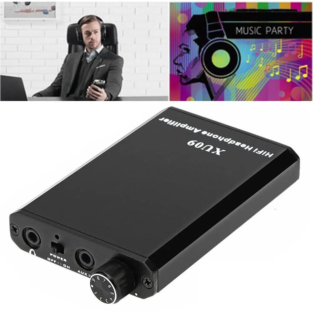 

XU09 Home MP3 Powerful Metal HIFI Headphone Amplifier Rechargeable Mini Portable Black Stereo Audio Music Improver