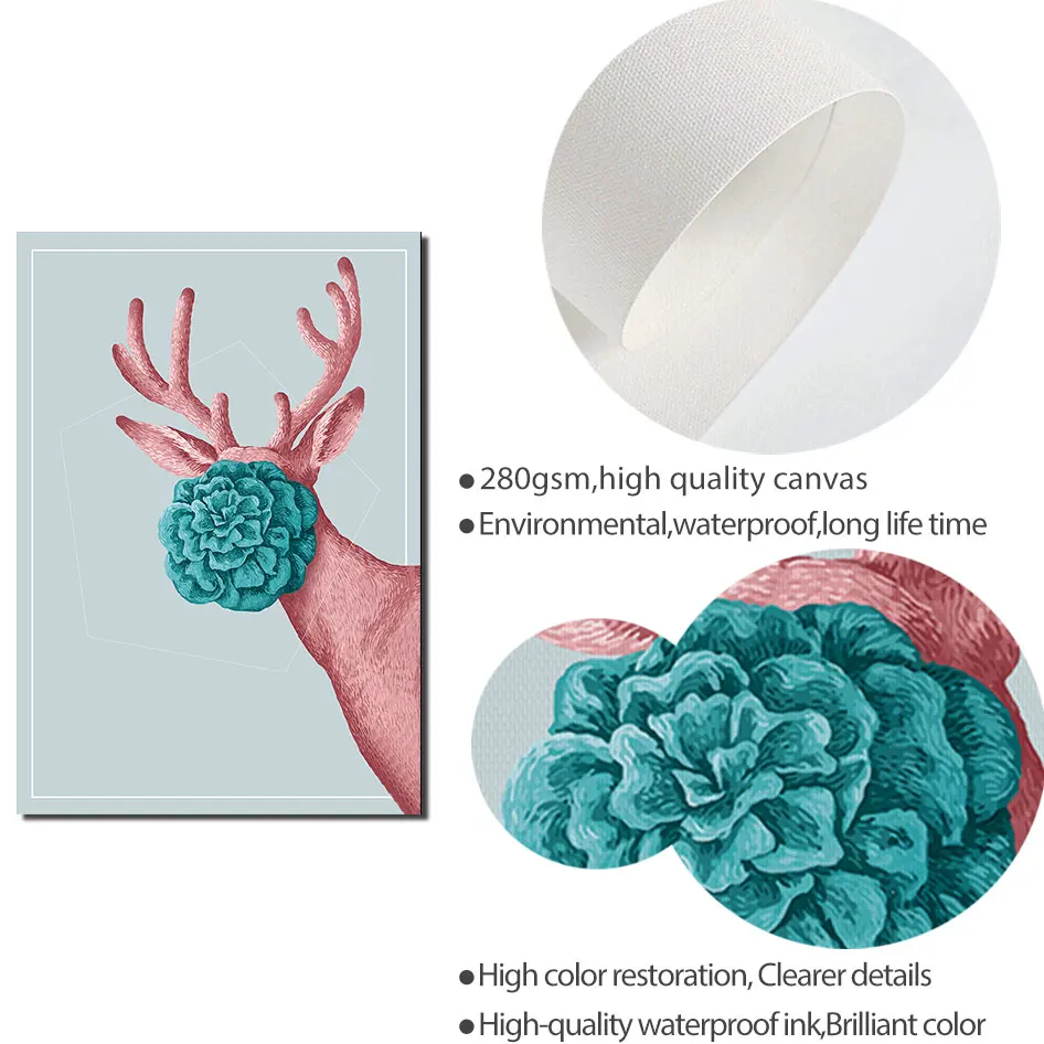 Настенный плакат с изображением животных лошадей северный олень Картина на