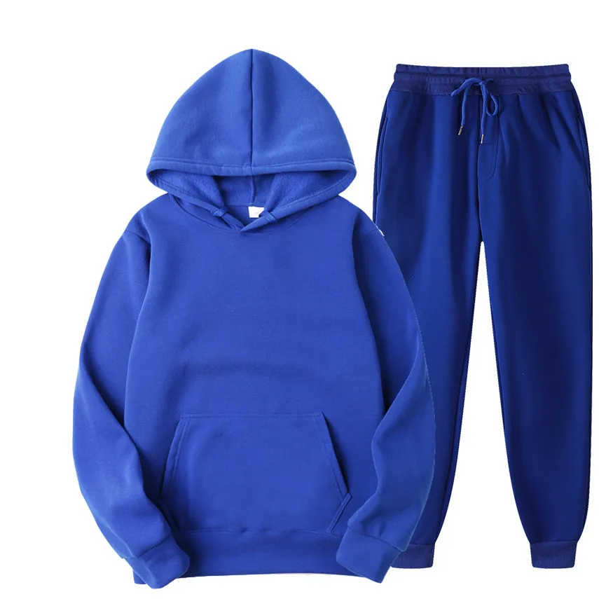 

New Brand Men Casual Sets Solid Color Spring Autumn Men's Hoodies+Pants Two Piece Tracksuit Trendy Sportswear Hooded Set Male