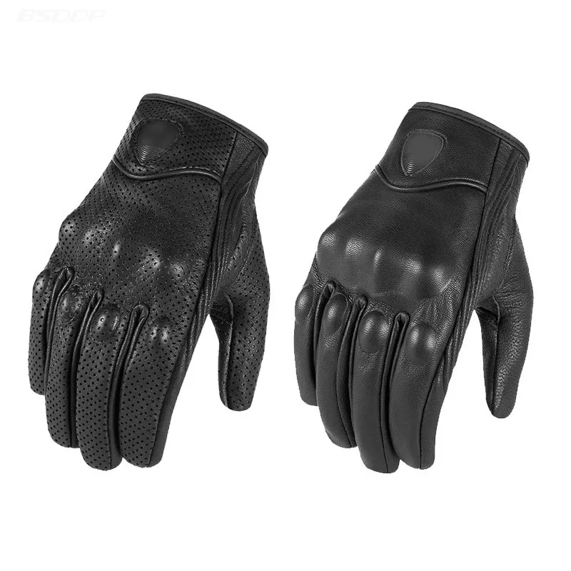 

Summer Leather Motorcycle Gloves Breathable Women Men Racing Bike Cycling Sports Black Touch-Screen Glove