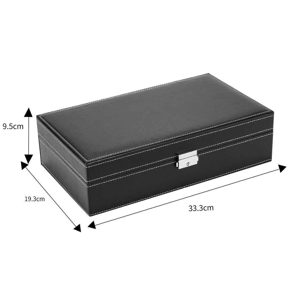 

Jewelry Display Box 8 Slots Watch Packaging Organizer Storage Case with Lock and Mirror for Men Women LL@17