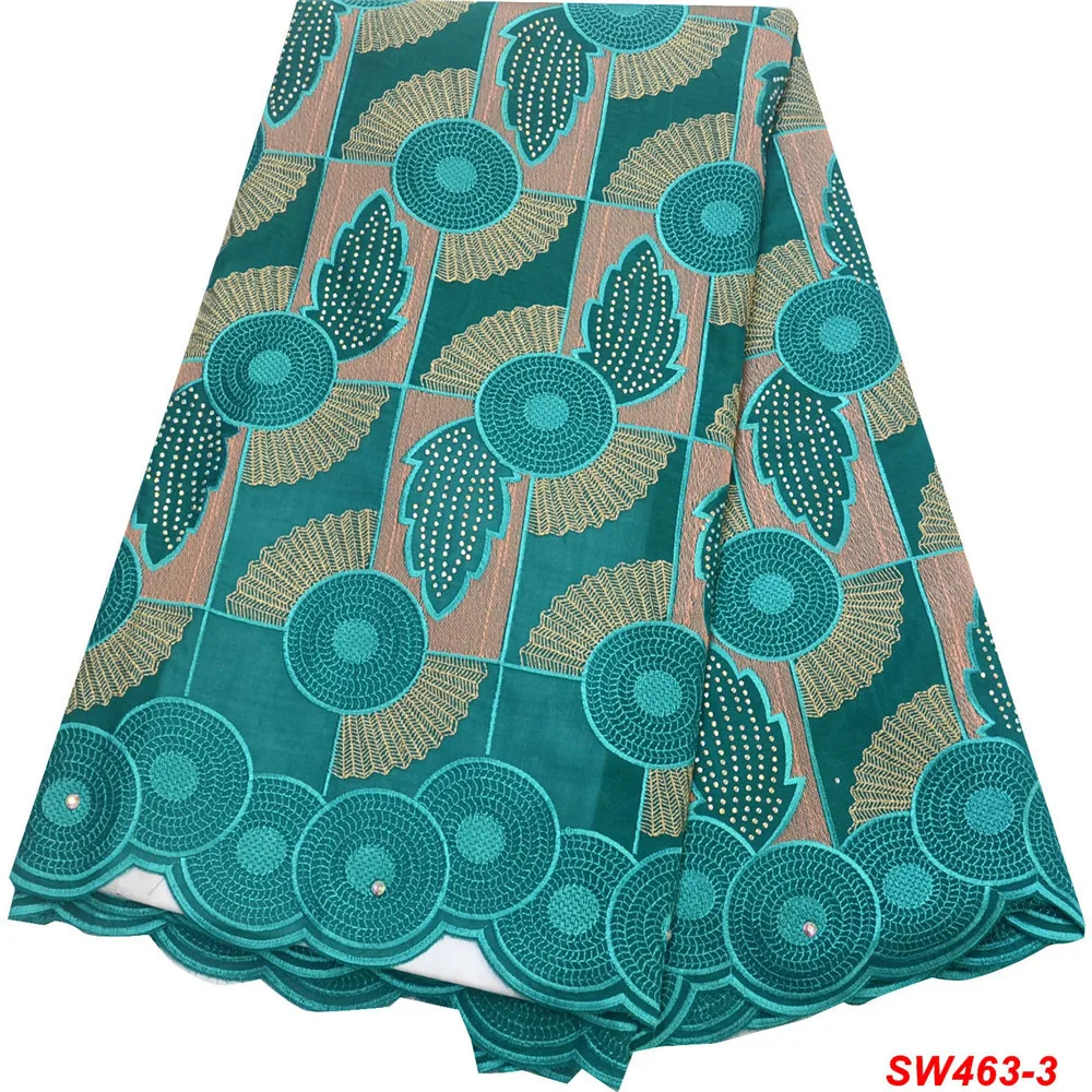 Высококачественная Африканская Хлопковая кружевная ткань с камнями швейцарская