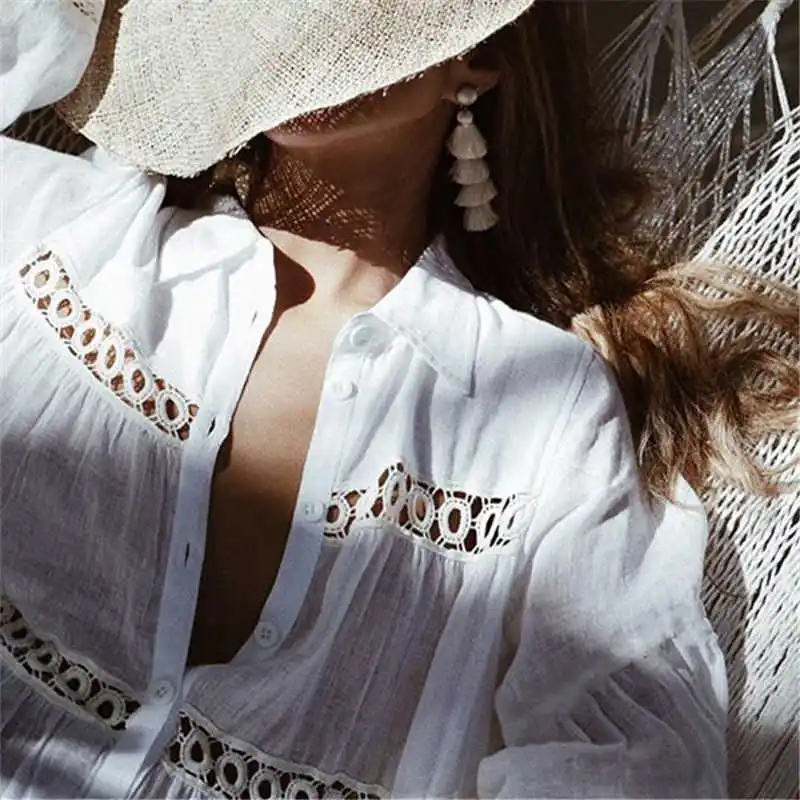 

New Bikini Women Cover Up Lace Hollow Crochet Swimsuit Beach Dress Women Summer Ladies Cover-Ups Bathing Suit Beach Wear Tunic