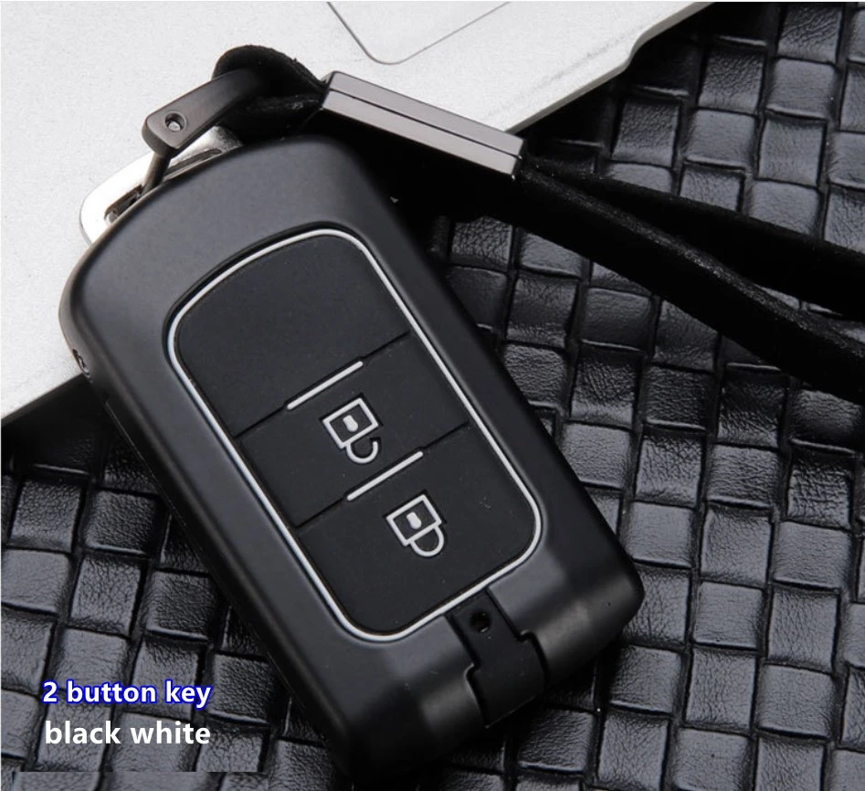 2 button key Автомобильный чехол для ключей из углеродного волокна для Mitsubishi Outlander, Lancer Pajero Sport ASX RVR L200 2/3 смарт-кнопка - Название цвета: 2 button key
