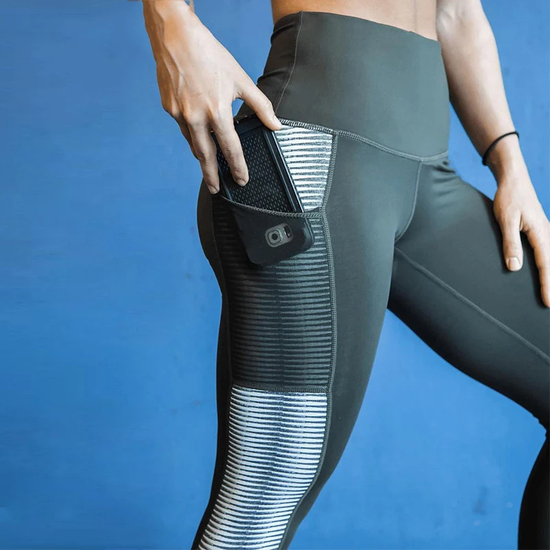 Harajuku striped leggings for fitness women 2018 mesh pocket athleisure legging sportswear fashion bodybuilding jegging | Женская одежда
