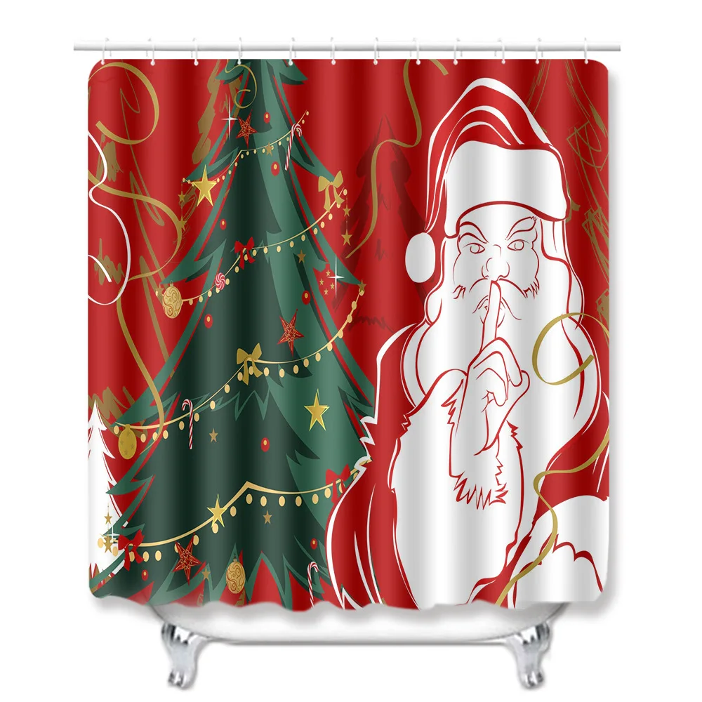 4 шт. Рождественский коврик для ванной комнаты набор занавесок душа нескользящий