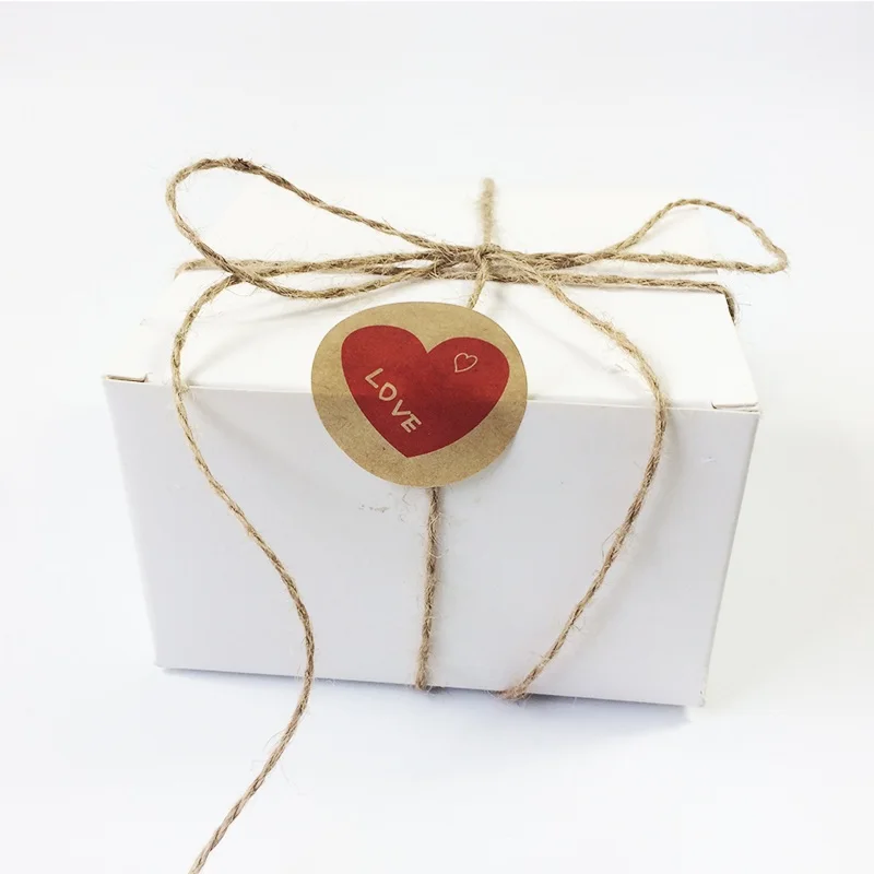 120 шт./лот винтажные круглые наклейки из крафтовой бумаги с красным сердечком для