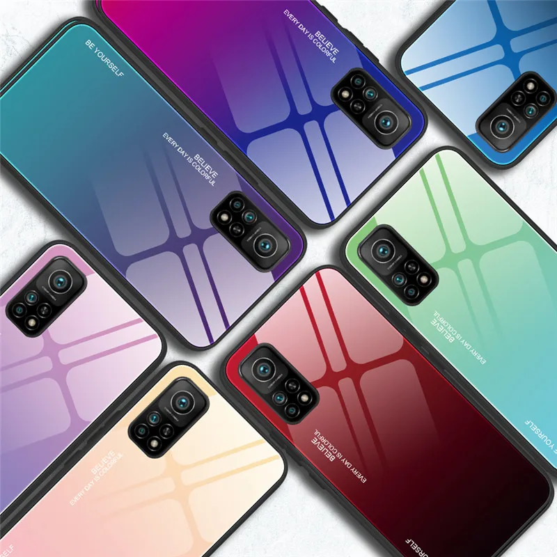Gradient Case For Xiaomi Redmi Note 10 Pro Max Shockproof Cover for Xiaomi Redmi Note 10 Pro MI 10T Pro Lite Case Tempered Glass
