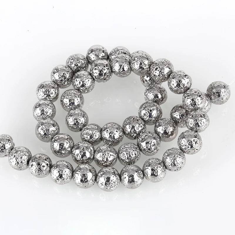 Бусины Из Натурального лавового камня 8 мм браслет золото сталь розовое